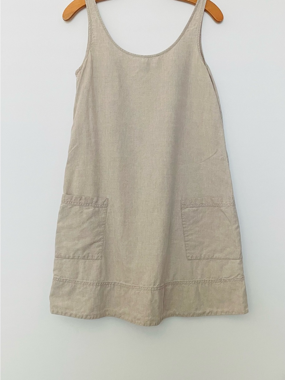 Eileen Fisher Neutral Beige Sleeveless Linen-Blend Mini Dress